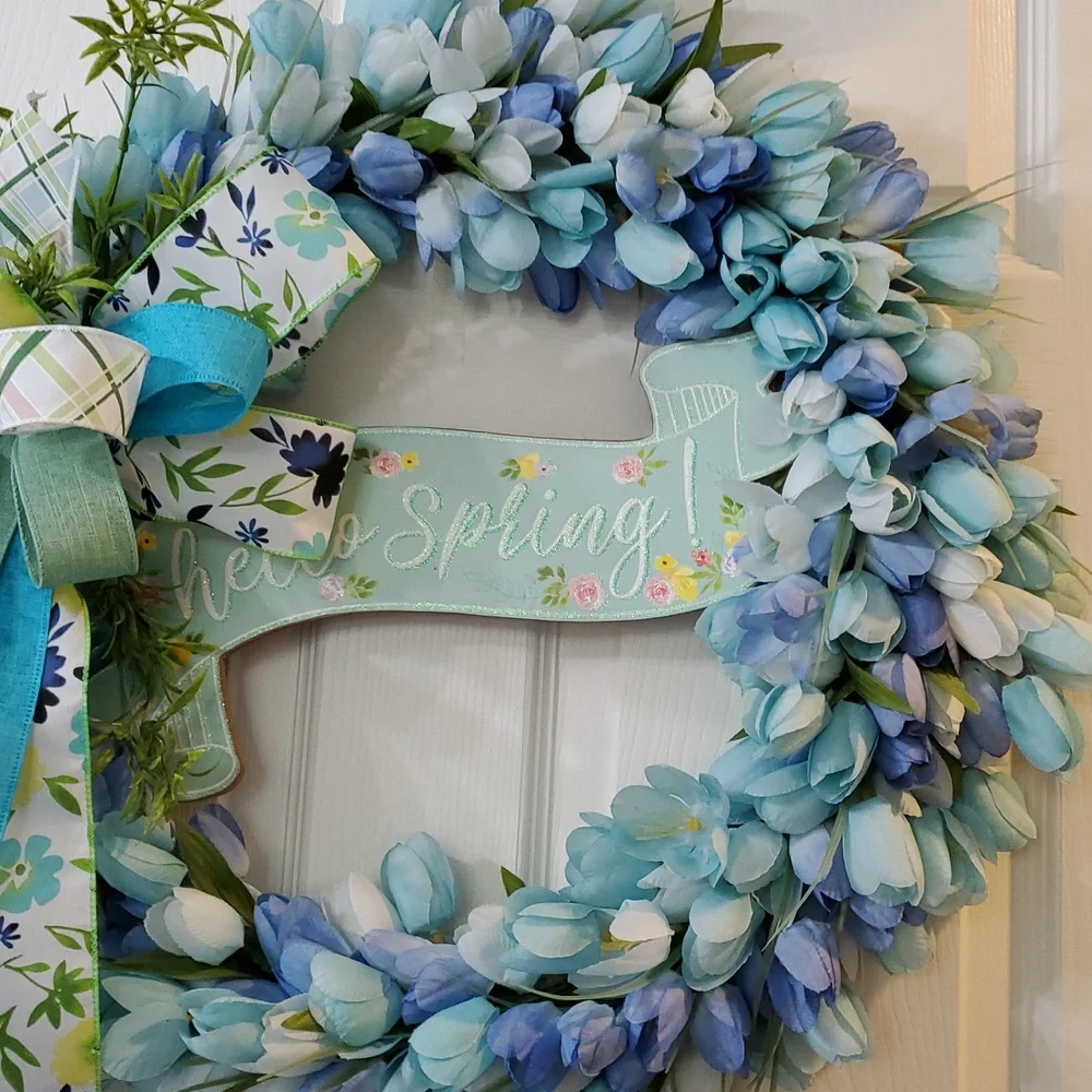 Blue Floral Spring Wreath